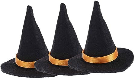 FELTECHELECTR 3pcs Hats Black Cap for Halloween Decorations Party Props Wine Bottle Toppers