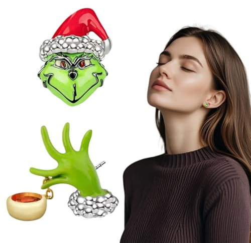 Weihnachten Ohrringe für Damen Grinch Weihnachten Ohrstecker Cartoon Ohrstecker Santa Weihnachts Ohrringe Weihnachtsschmuck Geschenke für Frauen Mädchen, für Mädchen Damen Ohrringe