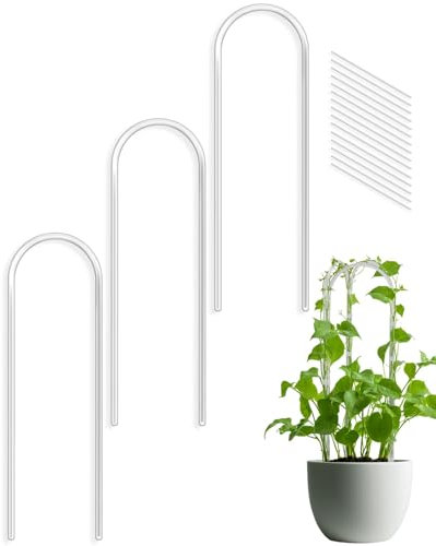 3 Pack U-Shaped Clear Acrylic Hoya Trellis Indoor, 16 Inch Mini Houseplant Trellis for Potted Plants Support, Plant Accessories for Climbing Plants Potted Ivy Outdoor