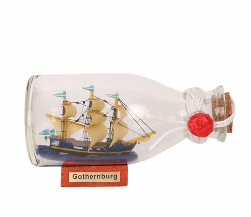 AYUNJIE Schiff Modell Craft Ornaments, kleines Schiff in Einer Glasflasche Home Building Dekoration, Segelboot in Einer Flasche, Geschenke für Freunde und Familie (10 * 5 * 6,5 cm)