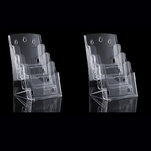 Changyeah 2 stücke Tisch-Prospektständer,A6-4-Stufiger Acryl Aufsteller Flyer,auf 4 Etagen inkl, Flyer-Ständer, Visitenkartenhalter Aufsteller, Werbung,Aufsteller Tisch-Prospektständer