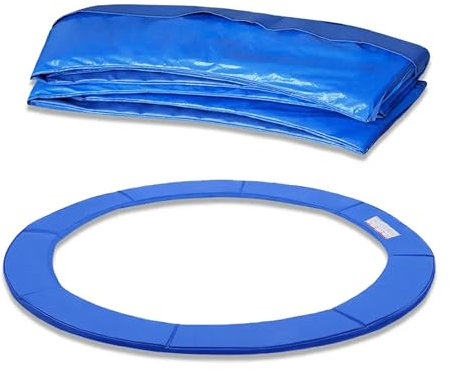 YZNAHRE Trampolin Randabdeckung Ø 244, 305, 366 cm, Federabdeckung, Randschutz, Sicherheitsmatte, UV-resistent, reißfestes Trampolinzubehör, 30cm Breit, Blau/Dreifarbig