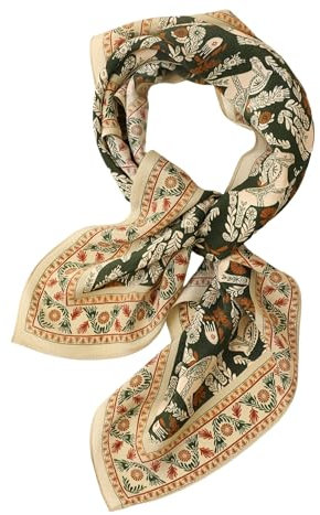 Prettystern 65cm quadratisches 100% Seide Damen Halstuch leicht Sommer Frühling Seidentuch Seidenschal Pferde Grün KS01