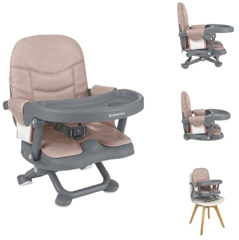 Kikkaboo Kindersitzerhöhung Pappo Booster, Tisch, klappbar, Sicherheitsgurt rosa pink