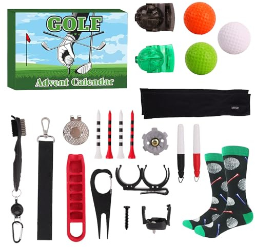 Golf Advent Calendar 2025 for Men – 24 Day Golf Christmas Countdown Box with Fun Golf Accessories & Tools, Unique Adult Advent Calendar Gift for Golfers, Dads, Grandpas, Brothers, Boyfriend