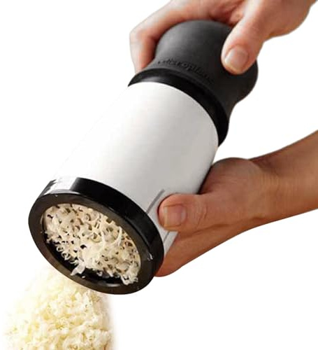 Trituradora de queso giratoria, rallador giratorio de acero inoxidable para cocina, molinillo multiusos de queso parmesano, cortador de mano con base de succión antideslizante, utensilios de cocina