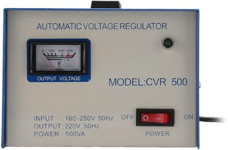 FTVOGUE Regolatore di Tensione AC 500VA Stabilizzatore Automatico di Tensione per Elettrodomestici con Uscita Stabile Monofase a Basso Rumore Universale 2 Fori (Plug-UE 160-250V)