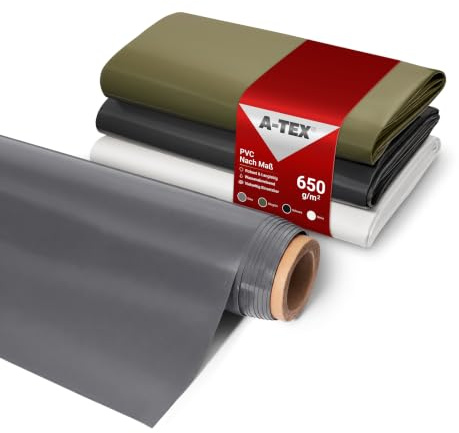 A-TEX® PVC Plane LKW Abdeckplane 650g/m² nach Maß (Grau (ca. RAL 7024) 2,50 x 3 m) I Wasserdicht I Farbe und Größe wählbar I 250 cm Breite I Meterware OHNE Ösen & Saum I UV-beständig reißfest