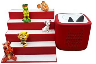 Generisch Tonie Regal Treppe, magnetisch, stehend, für 25-30 Figuren, zum hinstellen, für Jungen und Mädchen (Rot)