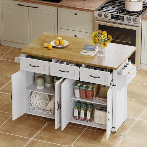 CelticHearth Isla de cocina estilo granero blanco MDF 140 x 43 x 70 x 90,5 cm