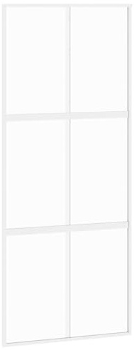 Porte coulissante blanche 90 x 205 cm en verre trempé aluminium