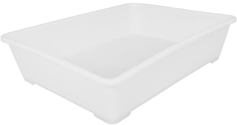 Kichvoe Heavy Duty White Rectangular Plastic Shallow Tray 40cm Commercial Storage Tray and Parts Organizer for Office and Retail Organization Sturdy Plastic