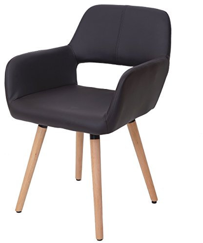 Mendler Esszimmerstuhl HWC-A50 II, Stuhl Küchenstuhl, Retro 50er Jahre Design - Kunstleder, braun, helle Beine