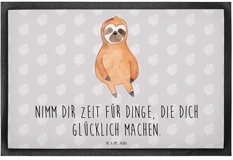 Mr. & Mrs. Panda 40 x 60 cm Fußmatte Faultier Zufrieden - Geschenk, Fußabstreifer, Pause, Schmutzfangmatte, glücklich, Faultiere, Eingangsteppich,