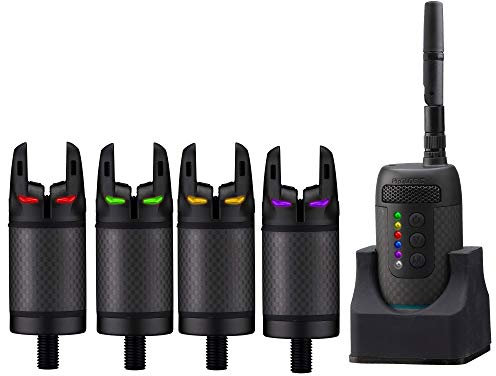 Prologic 4+1 K3 Bite Alarm - 4 Bissanzeiger + Receiver, Karpfenbissanzeiger + Empfänger zum Karpfenangeln, Bissmelder zum Angeln