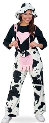 KarnevalsTeufel Damenkostüm-Set, 2-teilig Kuhhose mit Herz und Hut, schwarz - weiß | Größen: M, XL, XXXL | Tierkostüm, Karneval, Fasching (XL)