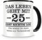 Samunshi® Tasse mit Spruch witzige Geschenke zum 25 Geburtstag Mann Frau Oma Opa Geburtstag Geschenkideen zum 25 Geburtstag schwarz
