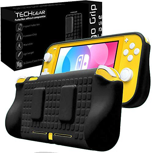 TECHGEAR Switch Lite Tasche Hülle - Weiche Rückseitige Schutzhülle für die Nintendo Switch Lite Console Slim case mit eingebaut Geformt [Leichte, langlebige, Flexible Skins] -Schwarz