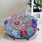 Stylo Culture Indisch Dekorativ Rund Bodenkissenbezug Boho 45x45 cm Klein Sitzpouf Kissen Vintage Grau Bohemien Patchwork Wohnzimmer Baumwolle Bestickt Rund Kissenbezug
