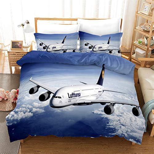 Bettwäsche Set Modern Luftfahrt Flugzeug Hubschrauber Thema Männer und Jugendliche Komfortabel Langlebig Bettbezug Verträumte Flugzeuge Haus Dekoration (Flugzeuge 05,135x200cm)