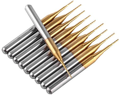 10 piezas 3.175 mm Vástago Capa de Titanio Brocas de Carburo de Tungsteno Fresas para Punta de Maíz PCB CNC SMT Fresas Rotativas Fresa Cortador Diámetro de 0.6 mm