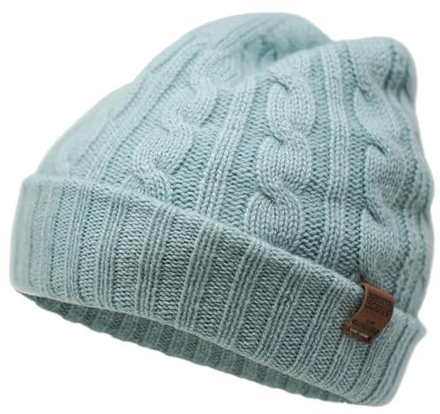 Borges & Scott Die Lux - 100% Kaschmir - Reversible doppellagige Mütze - extra dick - Aqua
