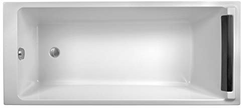 Jacob Delafon - Baignoire Rectangulaire Spacio, Avec Vidage - 170x70 cm - Pieds QuickClip - Coussin Gel - Fabrication Française - Acrylique, Blanc - E6D409-00