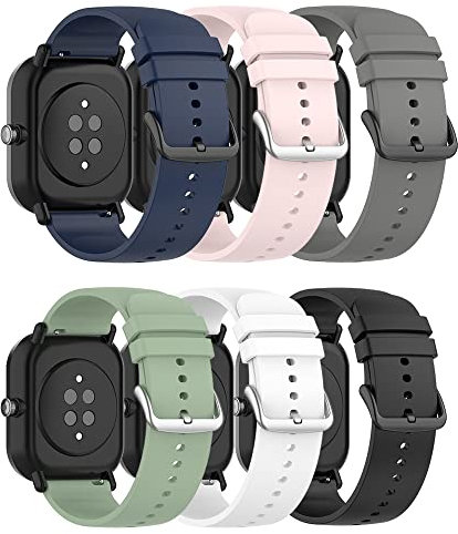 Bracelet de rechange en silicone compatible avec Amazfit GTR 4/GTR 3/GTR 2 pour montre intelligente Amazfit Cheetah Pro/Bip 6/Bip 5/Bip 5 Unity (22 mm, 6 A), 22MM