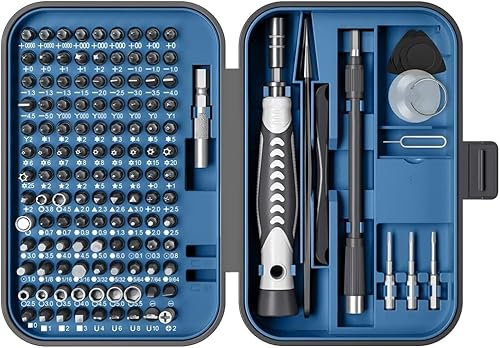 RARTOP Verbessertes Präzisions-Schraubendreher-Set, 130 in 1 mit 120 Bits Reparatur-Werkzeugset, Mini-Schraubendreher-Set All in One für Elektronik, Handys, Laptop und kleine Reparaturen,Marineblau