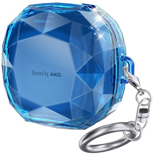 AhaStyle Case for Samsung Galaxy Buds FE (2023) - Hard PC Shockproof Case with Crystal Shape Protective Cover (Blue)