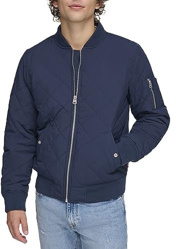 Levi's Men's Diamond Quilted Bomber Jacket, Navy, Medium