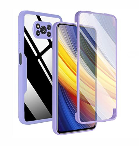 GOKEN Funda para Xiaomi Poco X3 Pro/Poco X3 NFC, [ Protector de Pantalla Integrado] 360 Grado Carcasa Completa Transparente con TPU Silicona Bumper, Violeta