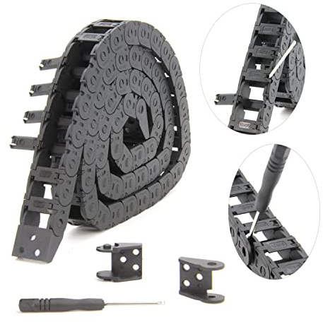 Yeebyee 1Meter Schleppkette Kabelträger 10x15mm Offener Typ R18 Kabelkette Draht für CNC Maschinen Kommt mit einem Paar Endverbinder, Schraubendreher Werkzeug