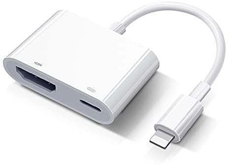 Adaptateur Lightning AV numérique [Certifié Apple MFi] iPad HDMI Adapter Lightning vers HDMI Câble Plug and Play pour iPhone 14/13/12/SE/11/XS/XR/X/8/7/iPad vers TV/HDTV/Monitor/Projector