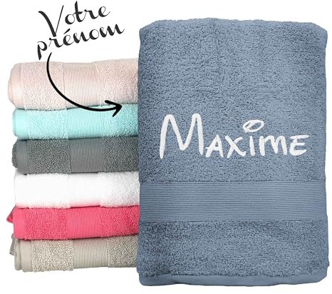 KDO MAGIC - Handtuch personalisiert - Bestickte Serviette mit einem Namen - 100% Baumwolle - Geschenkidee zum Geburtstag, Muttertag, Weihnachten (70 x 130 cm, Sturmblau)