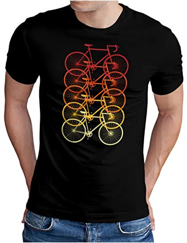 OM3® Retro Rennrad Fahrrad T-Shirt - Herren - Rad Bicycle Radsport Bike - Schwarz, S