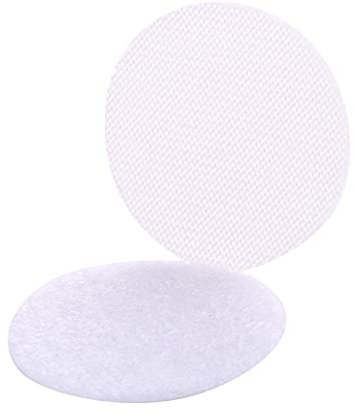 12 paia di velcro rotondo autoadesivo, extra forte, 50 mm, velcro double face, chiusura in velcro, senza danni e fissaggio senza foratura, per tappeti, tappetini, tende, pareti fotografiche (bianco)