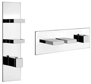 Gessi Rettangolo, Fertigmontageset mit 2 separaten Wegen, eine Rosette, 43024, Farbe: Finox Optik