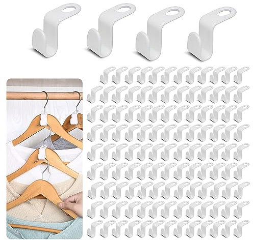 120Pezzi Gancio Salva Spazio per Armadio -Ganci Grucce Salvaspazio per Armadio Connettore Appendiabiti per Organizzare le Grucce dell'armadio e Risparmiare Spazio