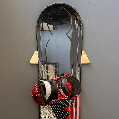 StoreYourBoard Minimalistischer Holz-Snowboardständer, Wandhalterung, Aufbewahrungsdisplay, verstellbare Größe, Massivholz, hält 13,6 kg