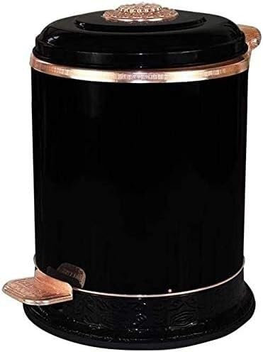KRHINO Salon Cuisine Poubelle Vintage Poubelle Noire Poubelle Domestique Salon pédale Poubelle hôtel café Poubelle Salle de Bain (Color : Black, Size : 10L)