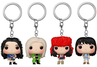 Funko Pop! Portachiavi: Blackpink Bundle include Lisa, Jennie, Jisoo e Rosé, nero, rosa, rosso, verde, blu
