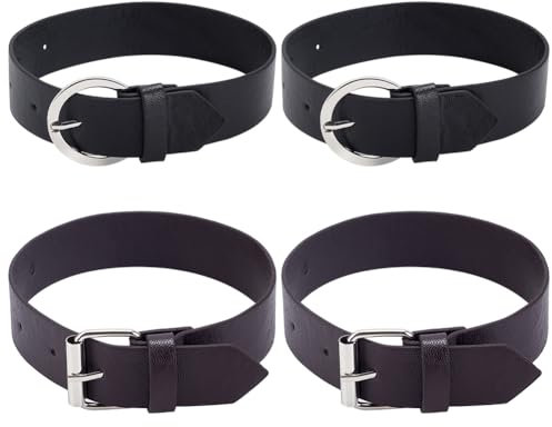WEBEEDY 4 Stück (2 Paar) Lederarmband-Hemd-Ärmelhalter, Verstellbare Armbänder, Ärmelhalter, rutschfeste Arm-Hemd-Strumpfbänder, Hemd-Ärmel-Clips Für Business-Männer Und Frauen, Lehrer, Barpersonal