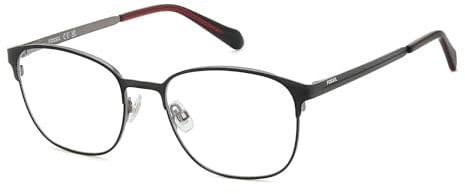 Fossil Brille mit Sehstärke für Unisex optional mit Sonnenbrillentönung oder Blaulichtfilter, Quadratisch, gefertigt aus Metall (inklusive Brillenetui) | Gefertigt aus Metall, optional mit Sonnenbrillentönung oder Blaulichtfilter, inklusive Brillenetui
