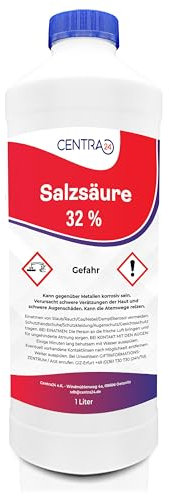 Centra24 Salzsäure 32% 1 Liter, Chlorwasserstoffsäure, Reinigung, Allzweckreiniger, Labor, Experiment, HCl