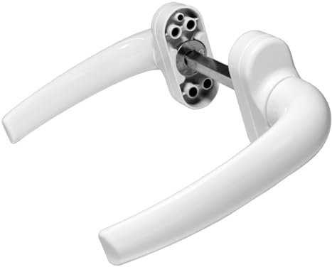 Sivenci - Juego de Manillas de Aluminio Para Puertas | Manilla de Roseta | Escudo Ovalado | Con Embellecedor | Cuadradillo de 8 mm | Manivela reversible ambidiestra | Lacado Blanco