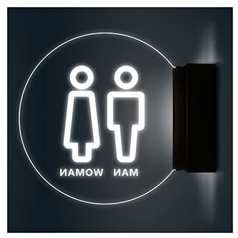 Segno del bagno, segno della toilette, Insegna for bagno a LED, Insegna for bagno con bordo illuminato, Insegna a LED in acrilico for donna, uomo, uomo, Donna, Insegna for bagno for affari (B) (Color