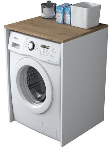 Locelso Waschmaschinenschrank | 18mm 65cm x 91cm | Walnuss Weiß