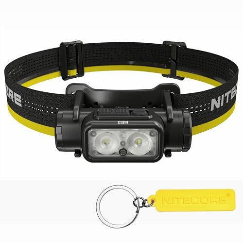 Nitecore NU53 - Linterna frontal industrial ligera de 1800 lúmenes, batería de 6000 mAh, recargable por USB-C
