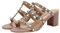 FamMe Nieten-Pumps für Damen, offene Zehenpartie, Sandalen mit Nieten, zum Hineinschlüpfen, klobiger Block-High-Heel, Slingback, Hochzeitskleid, Slipper, Slide-Schuhe,Rosa,34